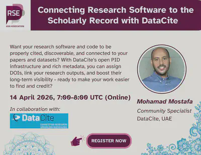 Community Webinar: Connecting Research Software to the Scholarly Record with DataCite
