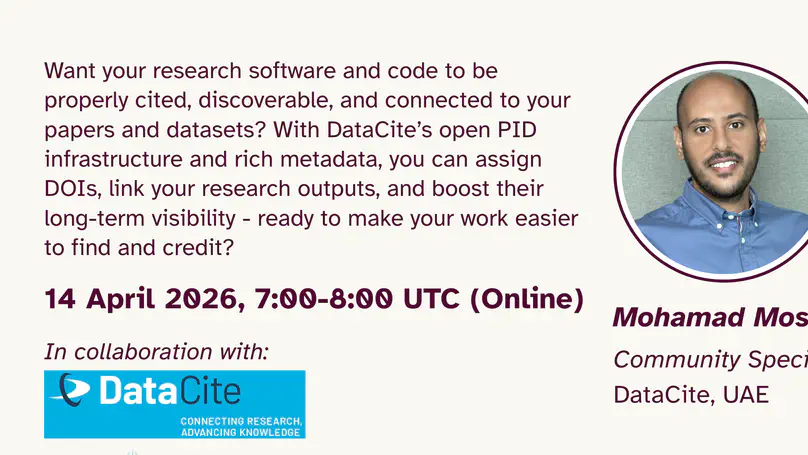 Community Webinar: Connecting Research Software to the Scholarly Record with DataCite