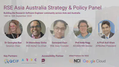 Panel RSE Asia Australia conference 2022 - building the research software community across Asia and Australia