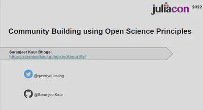 Experience Talk on &lsquo;Community Building using Open Science Principles&rsquo;